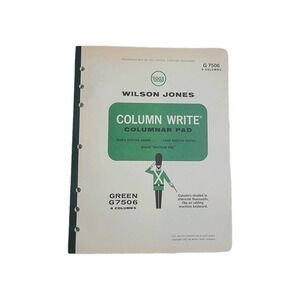 VTG 1967‎ Wilson Jones Column Write Columnar Pad 6 Columns 11x8 1/2" Green G7506